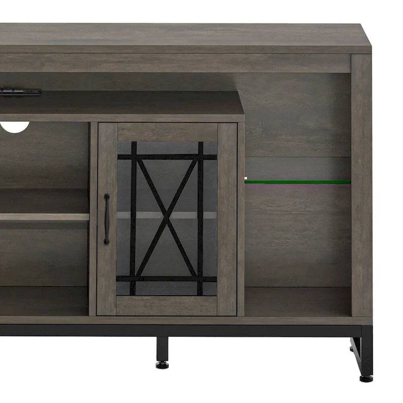 33.5 Tall TV Stand for 75 TV with LED Lights & Power Outlets - 73 inches
