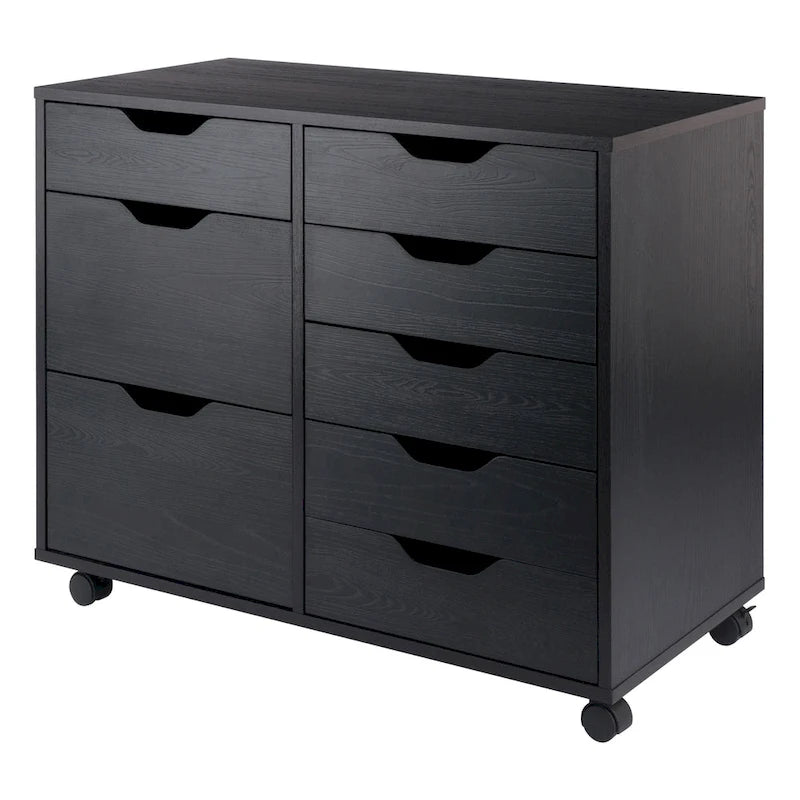 6-Drawer Storage Mobile Cabinet Set - 32  - Black