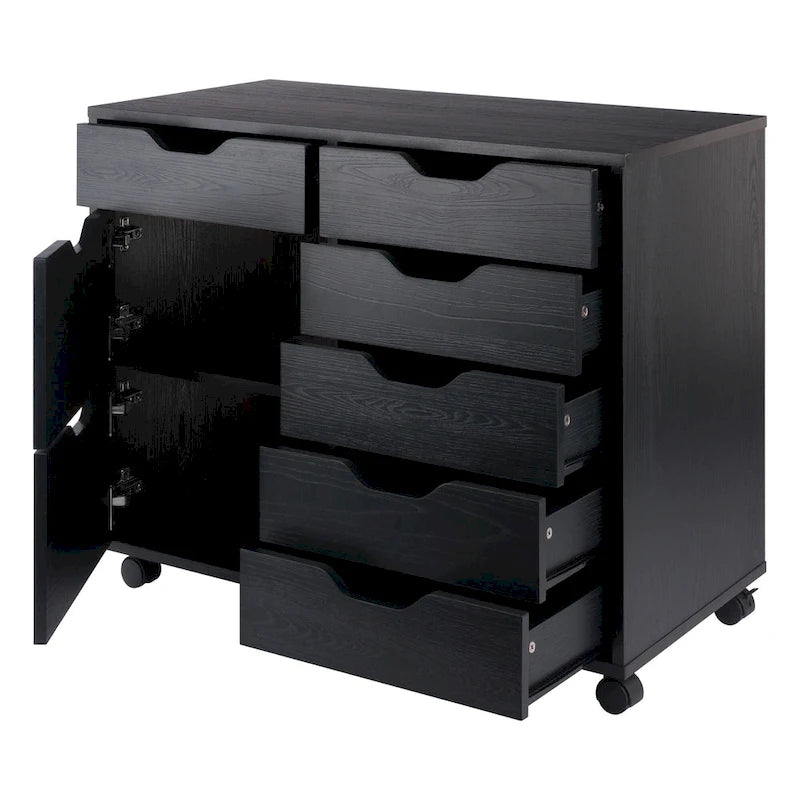 6-Drawer Storage Mobile Cabinet Set - 32  - Black