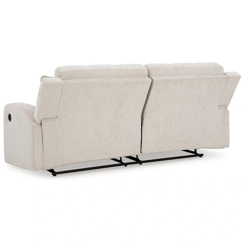 Genna Manual Reclining Sofa, Light Beige Polyester, 2 Pillows, 87 Inch