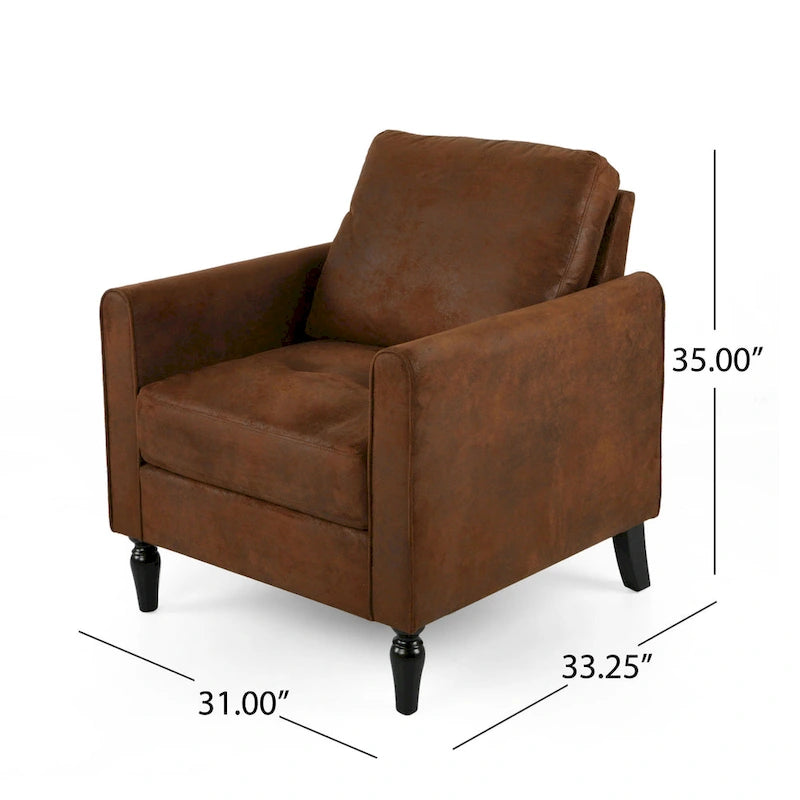 Ada Accent Chair, Plush Pillow Back, Textured Brown Microfiber Design