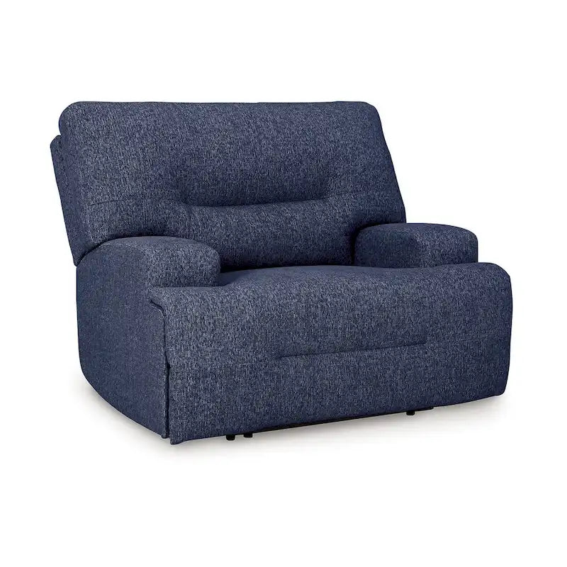 Marissa Wide Seat Power Recliner Chair, Soft Navy Blue Polyester