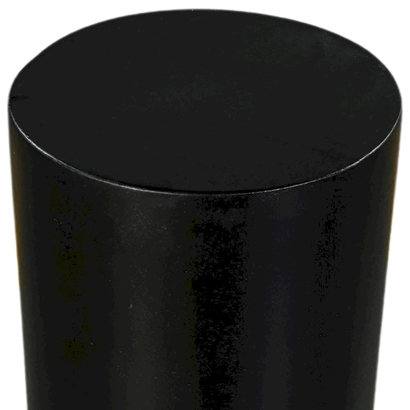 Tia 12 Inch Round Side End Table with Turned Pedestal Base, Mango Wood in Matte Black Finish