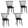 Gymax 4 PCS Dining Chair Windsor High Spindle Back Wood Kitchen Chairs