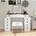 Vanity Desk with Dimmable LED Light, Makeup Table with Flip-Up Mirror, Vanity Table Set Including Stool and Drawers