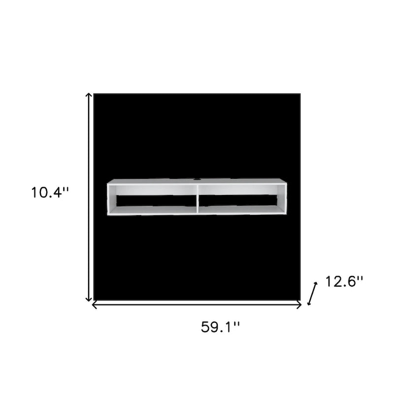 Modern TV Console Wall Mounted 59  Floating Media Stand with Shelves and Cable Management - 10.4H x 59.1W x 12.6D