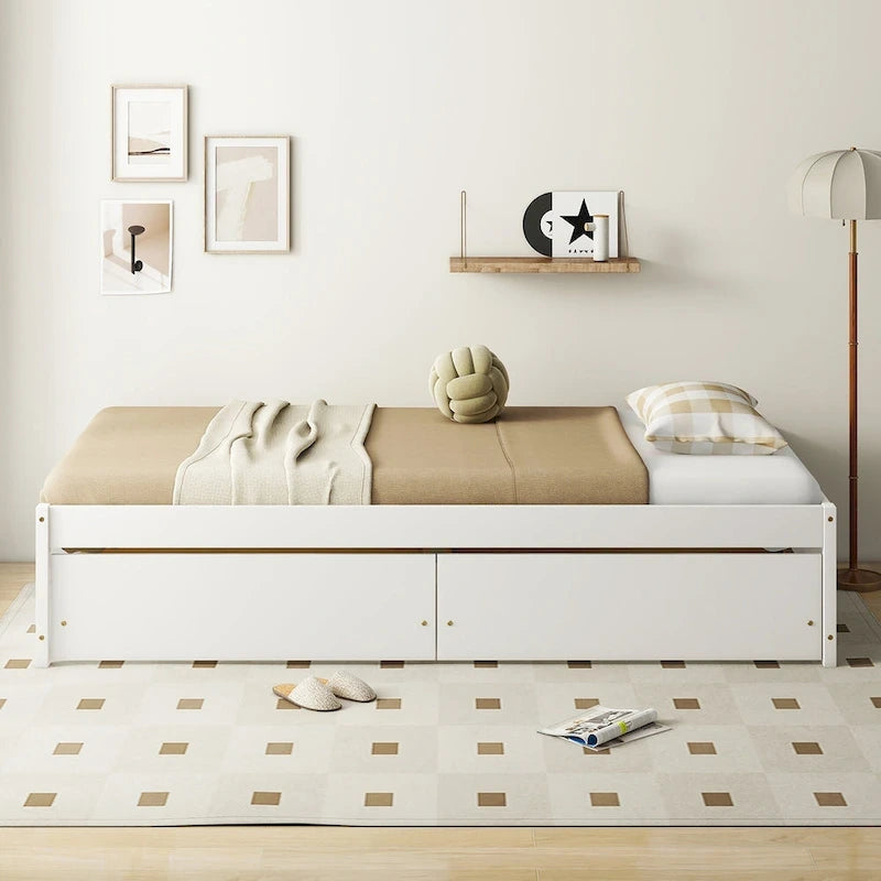 Gymax Twin Size Captain Bed w/ 2 Drawers Slats Support Twin Daybed