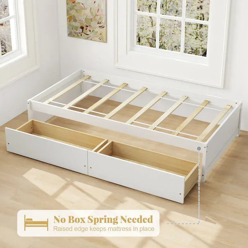 Gymax Twin Size Captain Bed w/ 2 Drawers Slats Support Twin Daybed