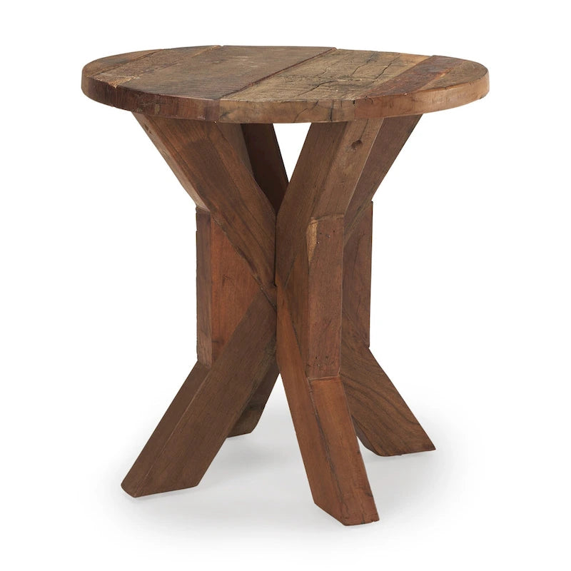 HomeRoots 26  Brown Distressed Reclaimed Wood End Table - 25.75' X '26' X '25.75