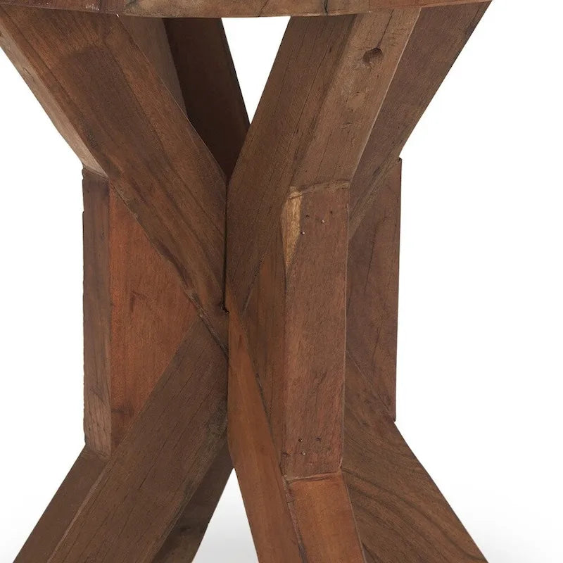 HomeRoots 26  Brown Distressed Reclaimed Wood End Table - 25.75' X '26' X '25.75