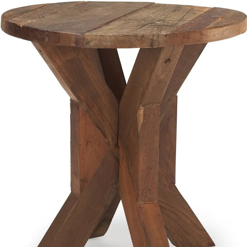 HomeRoots 26  Brown Distressed Reclaimed Wood End Table - 25.75' X '26' X '25.75