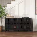 Hollow-Carved Accent Cabinet Sideboard Buffet Cabinet, 60.5  Entrance Storage Cabinet Media Console Table with 4 Doors