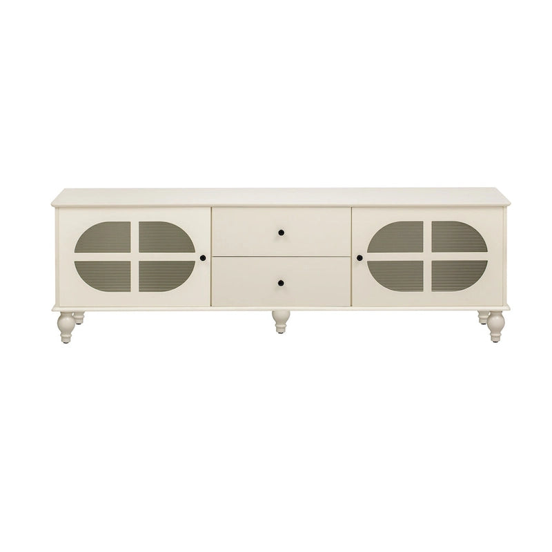 Modern Minimalist TV Stand with 2 Storage Cabinets, 2 Drawer and Cable Management for Living Room Bedroom
