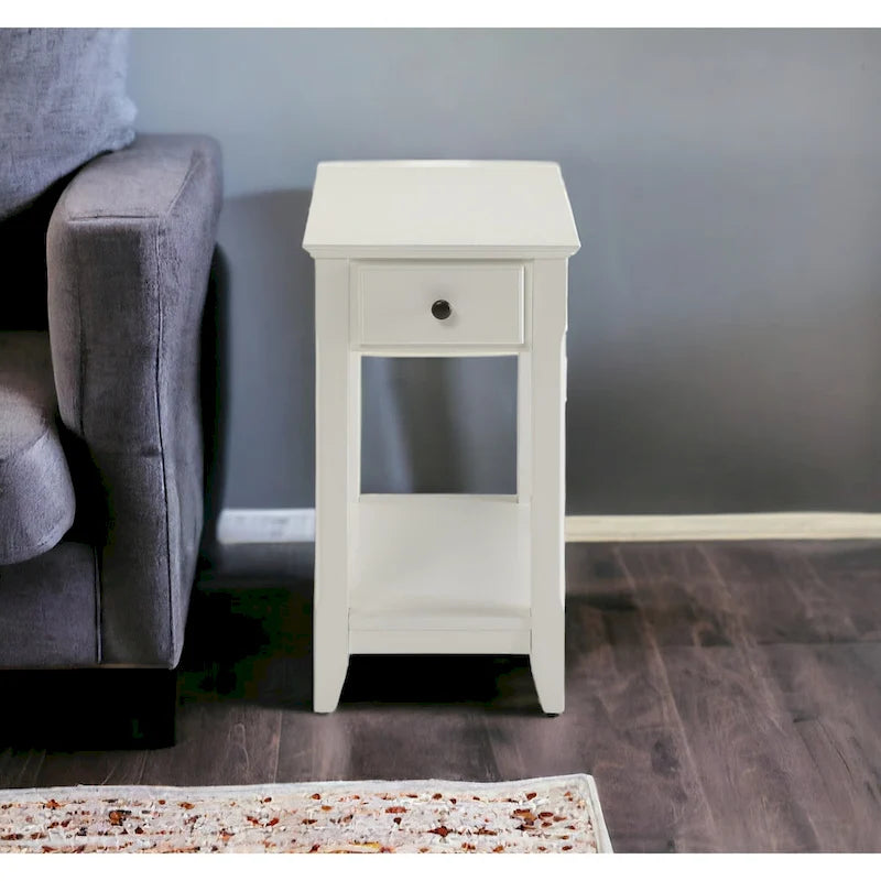 Space Saving Rectangular 23 Wooden Side End Table with Two Storage Shelve and One Drawer for Living Room - 13 L X 22 W x 23 H