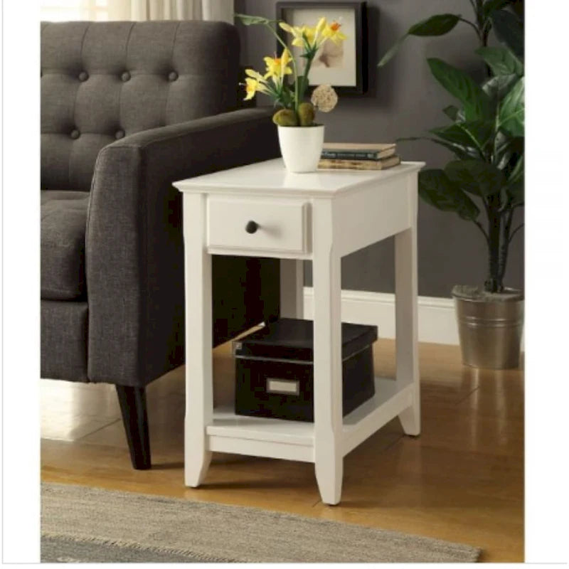 Space Saving Rectangular 23 Wooden Side End Table with Two Storage Shelve and One Drawer for Living Room - 13 L X 22 W x 23 H