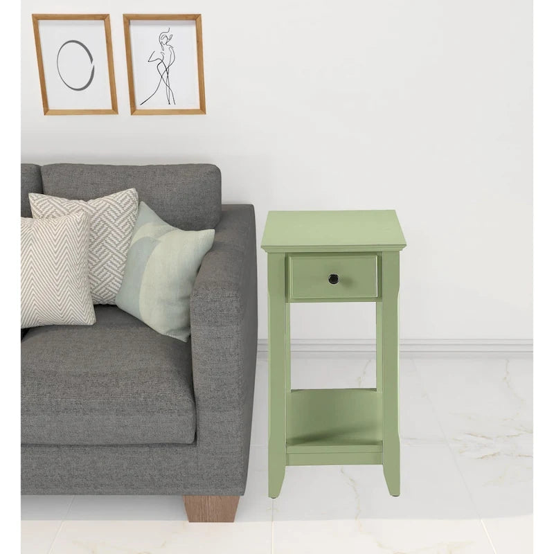 Space Saving Rectangular 23 Wooden Side End Table with Two Storage Shelve and One Drawer for Living Room - 13 L X 22 W x 23 H