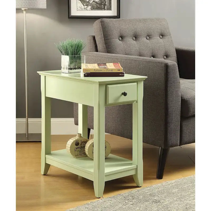 Space Saving Rectangular 23 Wooden Side End Table with Two Storage Shelve and One Drawer for Living Room - 13 L X 22 W x 23 H