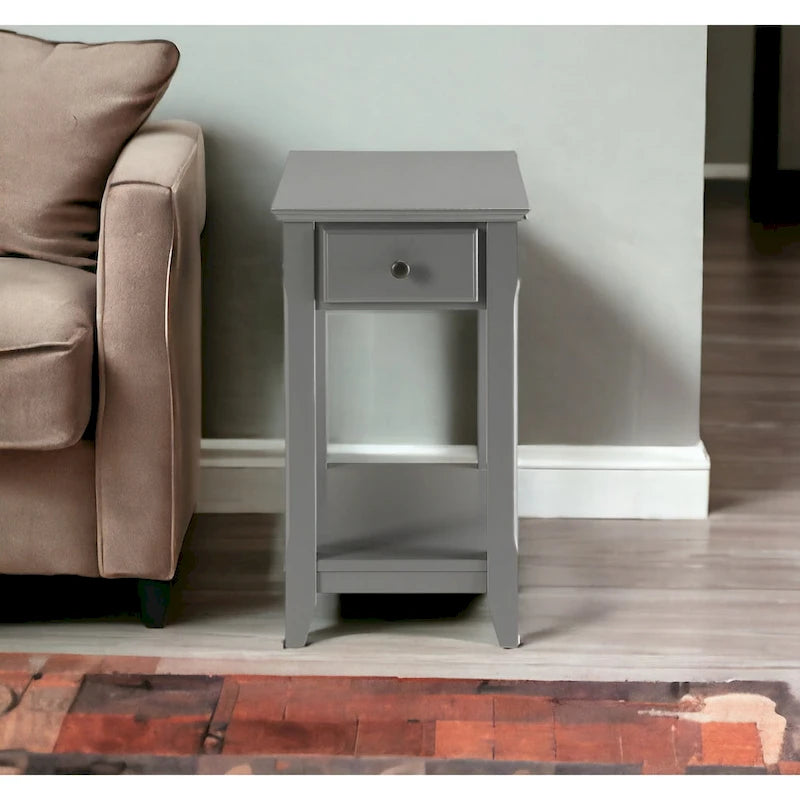 Space Saving Rectangular 23 Wooden Side End Table with Two Storage Shelve and One Drawer for Living Room - 13 L X 22 W x 23 H