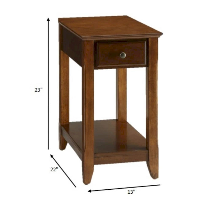 Space Saving Rectangular 23 Wooden Side End Table with Two Storage Shelve and One Drawer for Living Room - 13 L X 22 W x 23 H