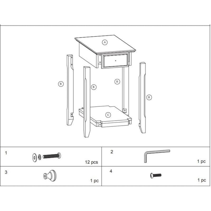Space Saving Rectangular 23 Wooden Side End Table with Two Storage Shelve and One Drawer for Living Room - 13 L X 22 W x 23 H