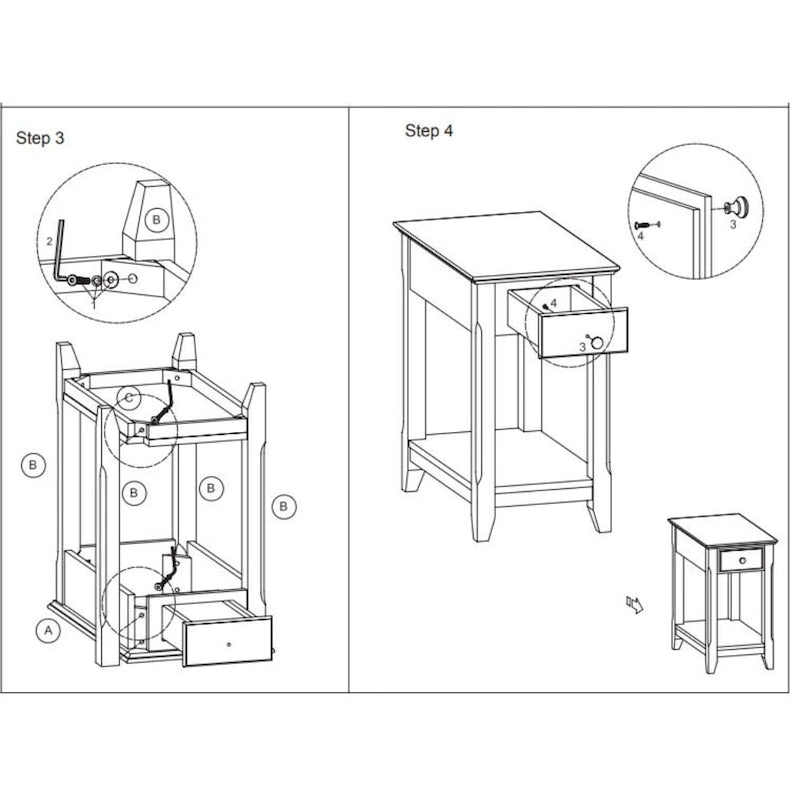 Space Saving Rectangular 23 Wooden Side End Table with Two Storage Shelve and One Drawer for Living Room - 13 L X 22 W x 23 H