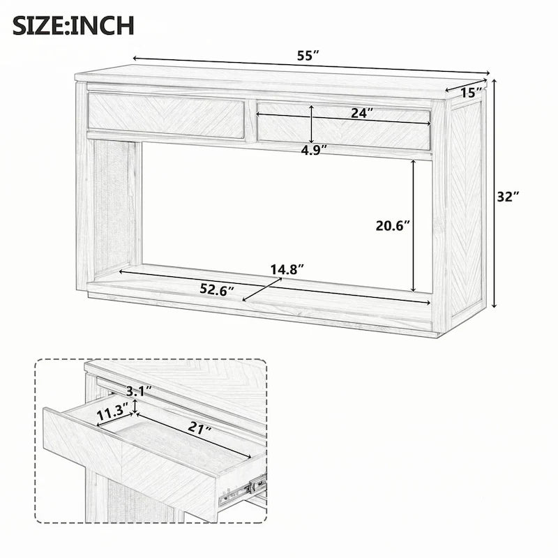 55  Rustic Wooden Entryway Console Table(Espresso)