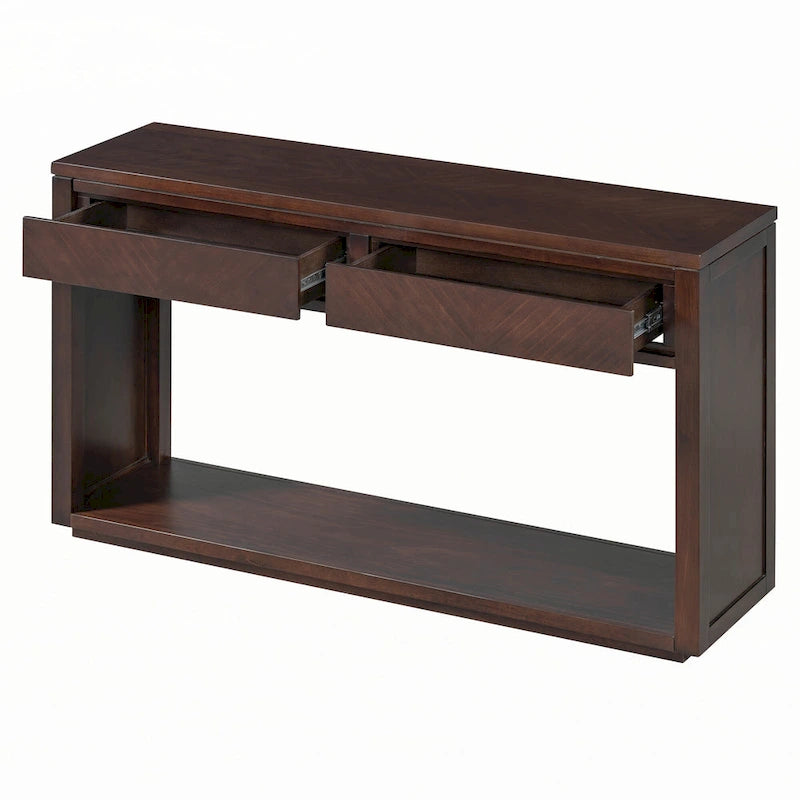 55  Rustic Wooden Entryway Console Table(Espresso)