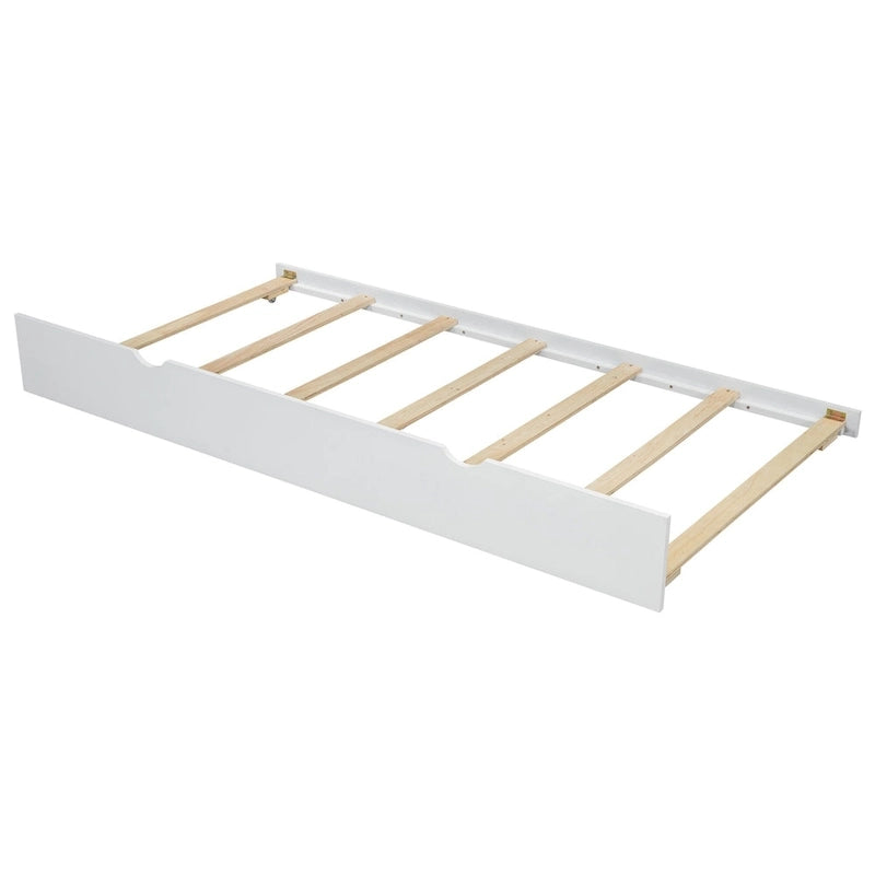 Wooden Storage Daybed Frame, Modern Platform Bed with Trundle & Upholstered Headboard & Shelves, No Box Spring Needed