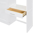 Full Size Wall Murphy Bed with Desk, Top Cabinet and Storage Shelves, Space Saving Foldable Bed,White