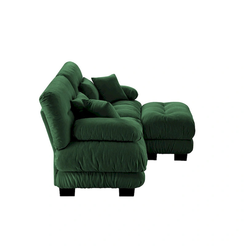 L Shaped Loveseat Sofa Chenille Sectional Couch with Lumbar Pillows