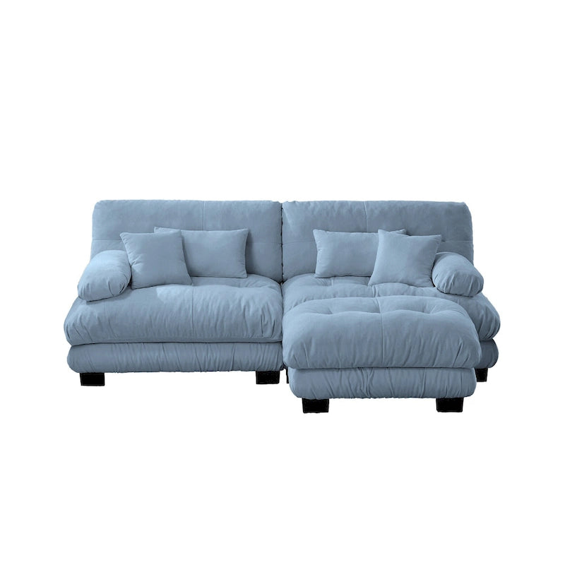L Shaped Loveseat Sofa Chenille Sectional Couch with Lumbar Pillows