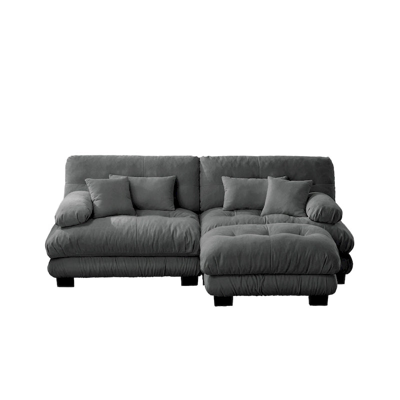 L Shaped Loveseat Sofa Chenille Sectional Couch with Lumbar Pillows