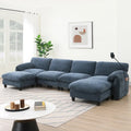 U-Shaped Sectional Sofa Indoor Chaise Lounge w/ USB & Type-C Charger