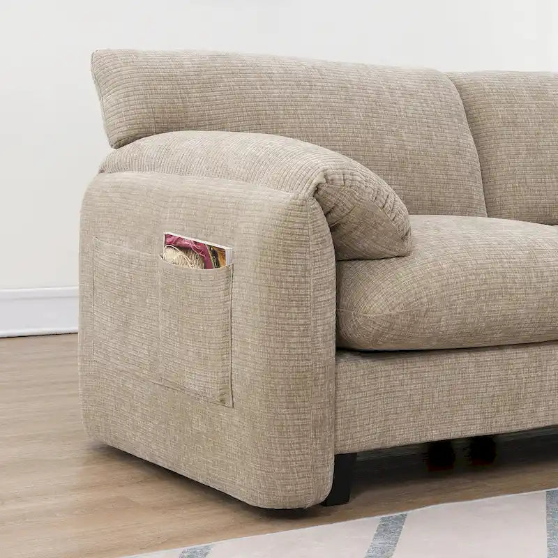 U-Shaped Sectional Sofa Indoor Chaise Lounge w/ USB & Type-C Charger