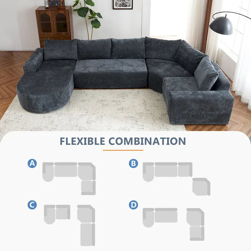 Modular Sectional Sofa Living Room Floor Couch Chaise Lounge