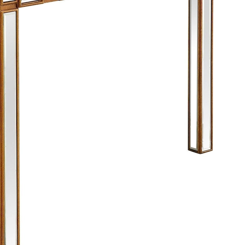 Gold Mirrored Rectangular Console Table and Four-Leg Glass Base - 43  L x 14  W x 31  H