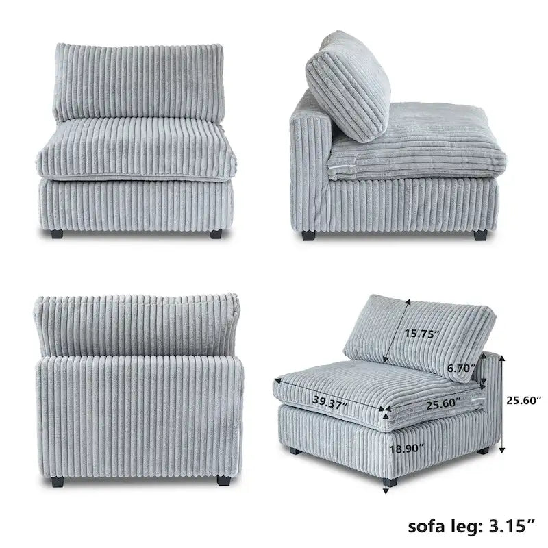 157.48  Modular Sectional Sofa Couch, Modern Deep Seat Sleeper Sofa for Living Room