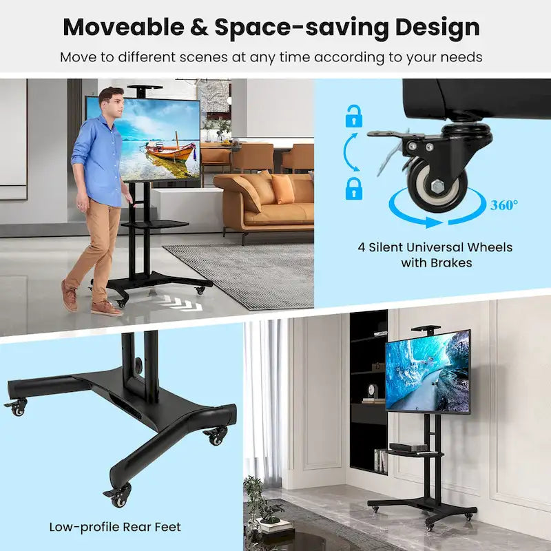 Gymax Mobile TV Stand for 32-82 LCD LED Flat Screen TVs up to 132