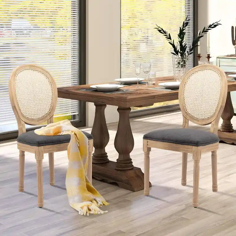 French Chair Dining Chair Solid Wood with Nailhead Trim Set of 2