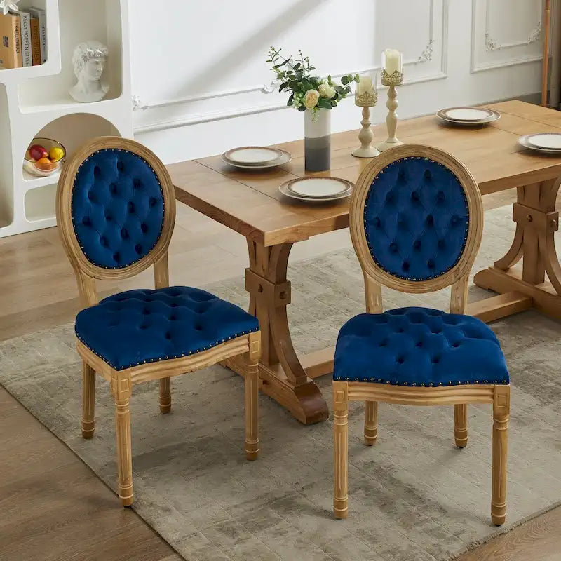 French Chair Dining Chair Solid Wood with Nailhead Trim Set of 2