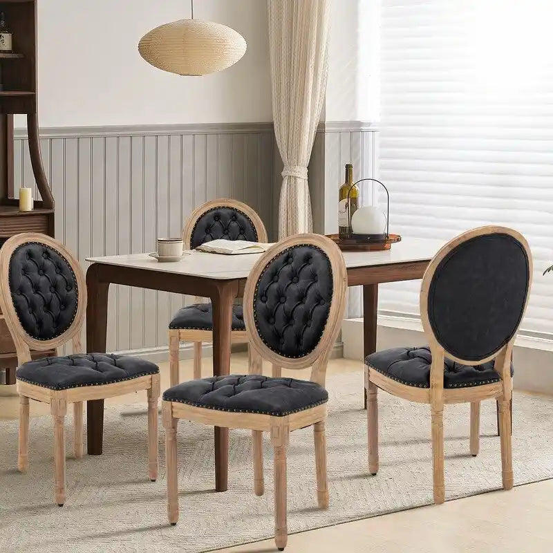 French Chair Dining Chair Solid Wood with Nailhead Trim Set of 2