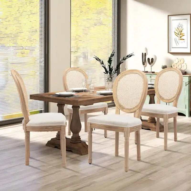French Chair Dining Chair Solid Wood with Nailhead Trim Set of 2