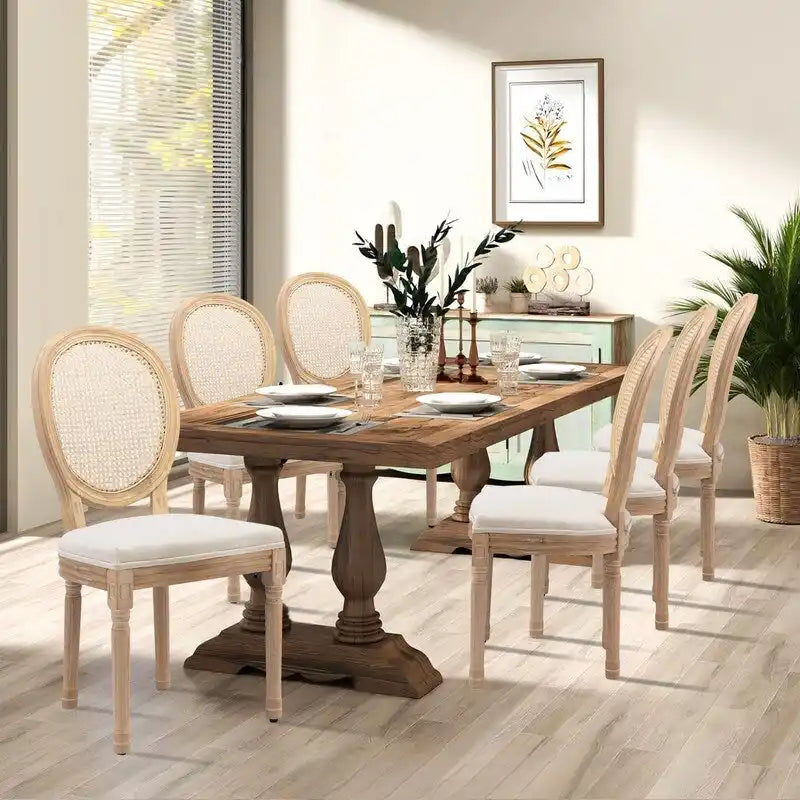 French Chair Dining Chair Solid Wood with Nailhead Trim Set of 2