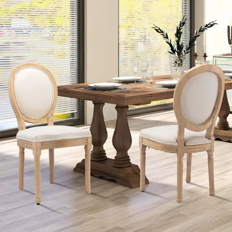 French Chair Dining Chair Solid Wood with Nailhead Trim Set of 2