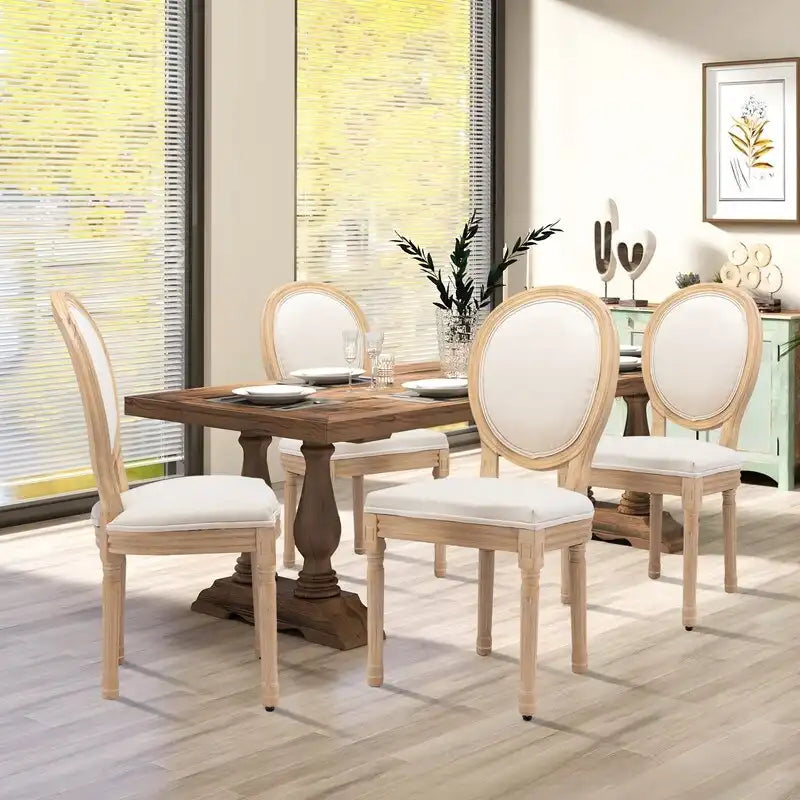 French Chair Dining Chair Solid Wood with Nailhead Trim Set of 2