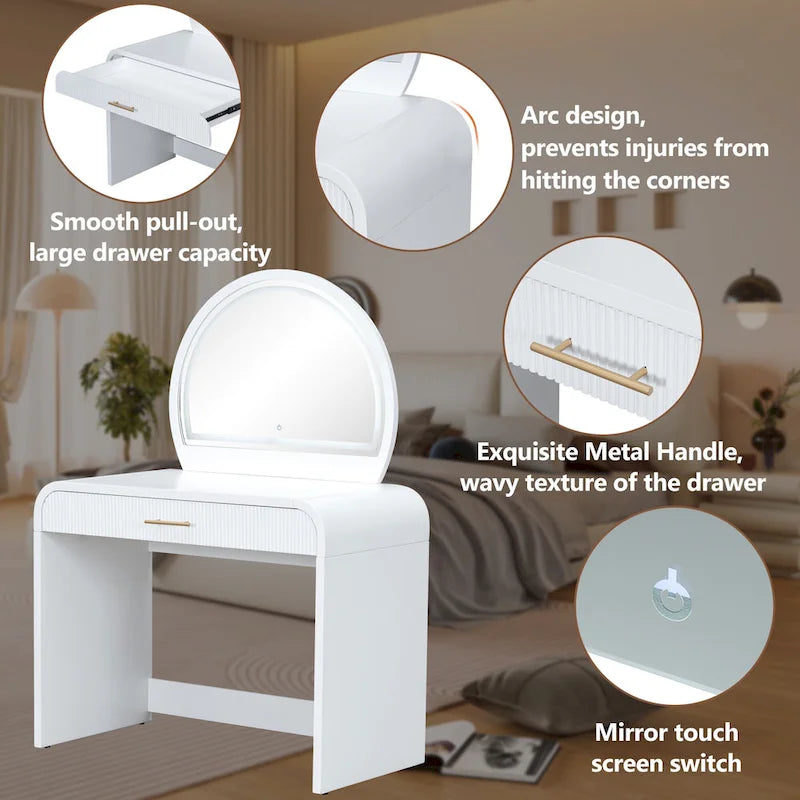 39  Makeup Vanity Table with Mirror Touch Screen Lighted Mirror