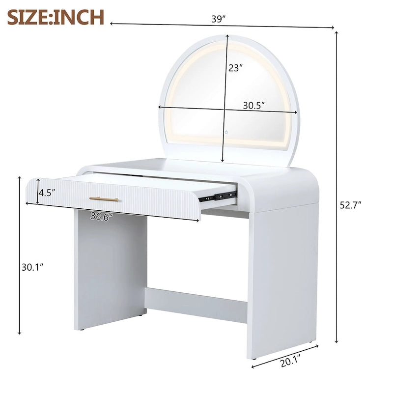 39  Makeup Vanity Table with Mirror Touch Screen Lighted Mirror