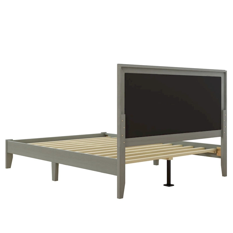 Solid Wood Platform Upholstered Headboard Queen Bed