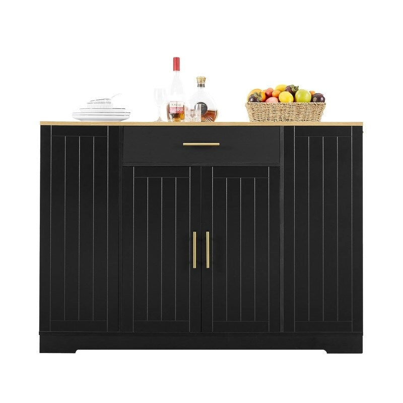 53-Inch Kitchen Storage Island with Drawers & Built-In Trash Bin  Modern Farmhouse Design for Kitchen & Dining.