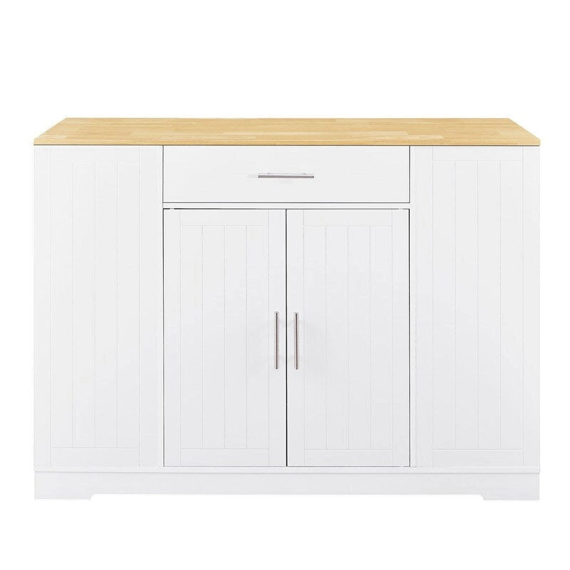 53-Inch Kitchen Storage Island with Drawers & Built-In Trash Bin  Modern Farmhouse Design for Kitchen & Dining.